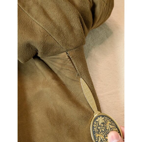 McGreggor Jacket Vintage 70s Brown Sueded Shearling Fur Button Overcoat Men's 42 - Picture 10 of 11